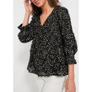 Tuckernuck NWT Nightly Organza Easton Black Gold Blouse Size Medium Orig $168